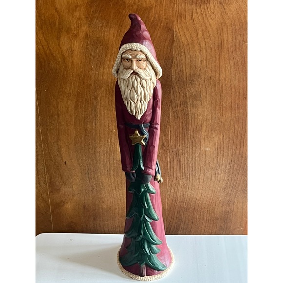 Vtg 1992 Rustic Ceramic Pencil Santa Claus Christmas 17.5" Tall Signed - Picture 1 of 6